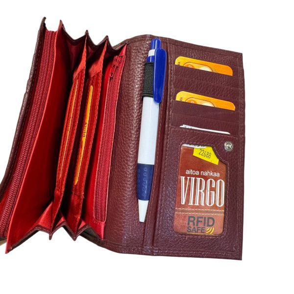 Iso naisten nahkalompakko RFID / viininpunainen - Image 4