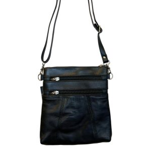 Palanahkainen crossbody-laukku, musta /B-451-1