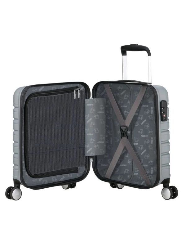 American Tourister underseat cabinlaukku/ 4 pyörää, hopea 45cm - Image 3