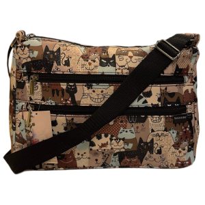 kissakuosinen kangaslaukku