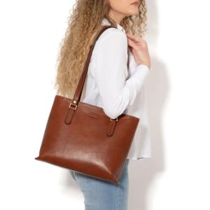 Gianni Contti Aitoa Nahkaa olkalaukku, Konjakki 913170