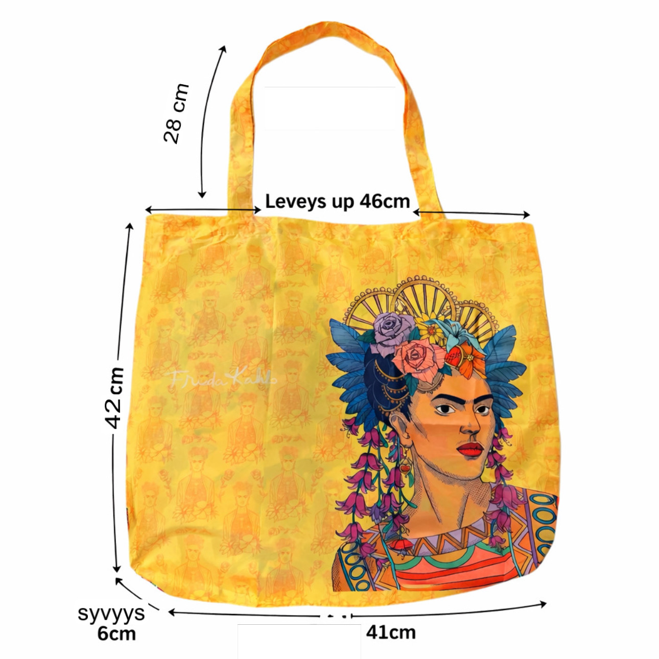 Frida Kahlo Taitettava ostoskassi ,12 L - Image 7