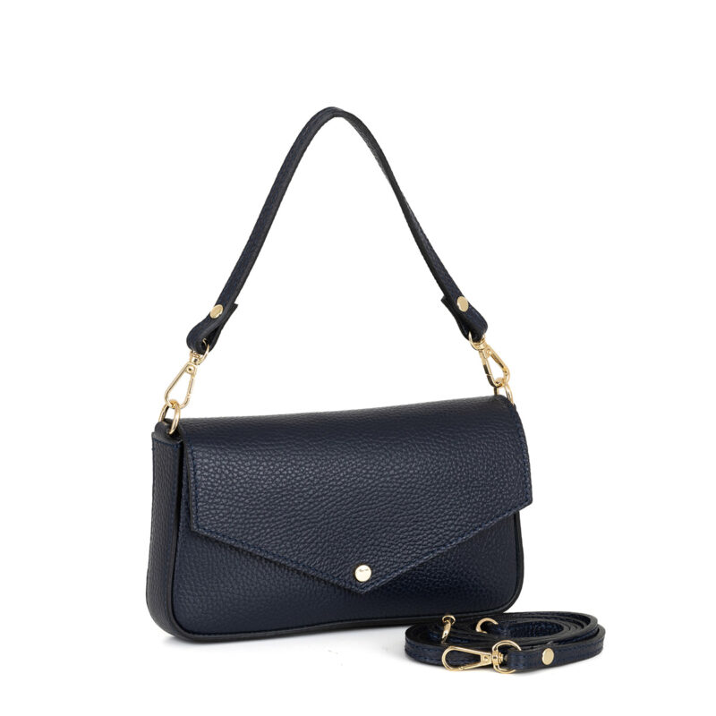 musta mini olkalaukku kullanvärisillä yksityiskohdilla