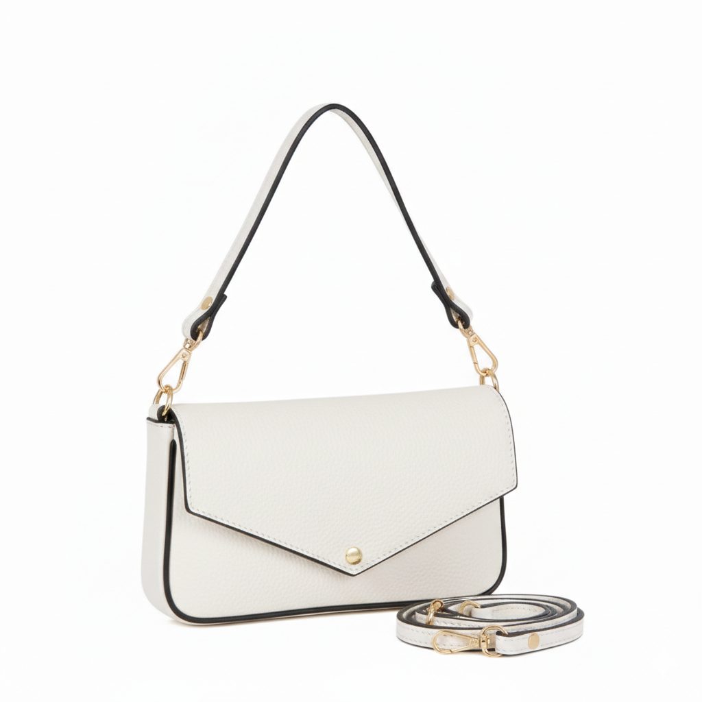 valkoinen mini olkalaukku juhliin