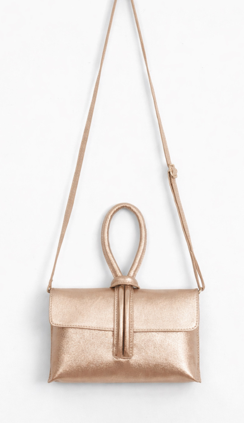 Italialainen nahkainen clutch-iltalaukku,metallinhohtoinen pronssinvärinen - Image 4