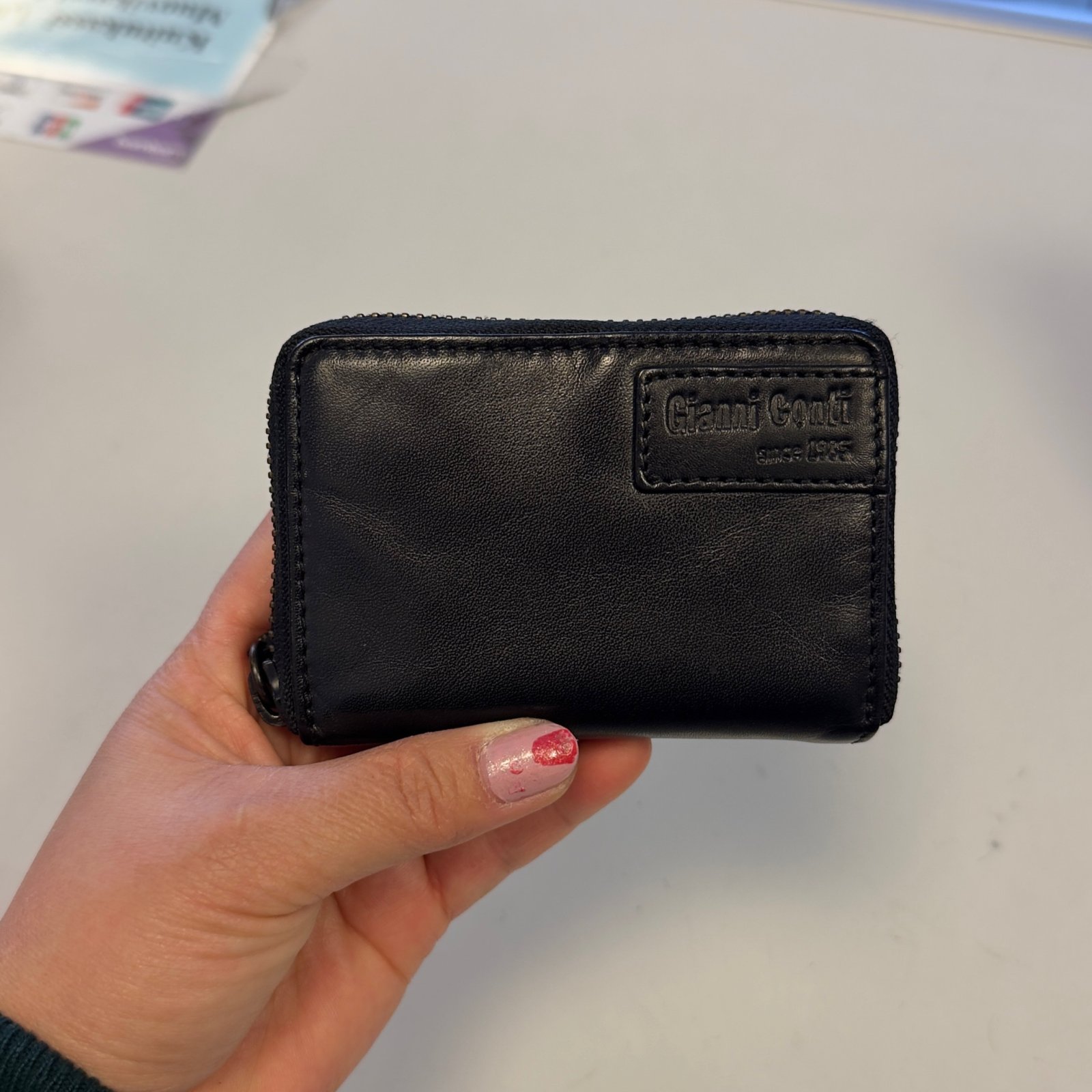 Gianni Conti nahkainen korttilompakko vetoketjulla Rfid safe, musta - Image 2