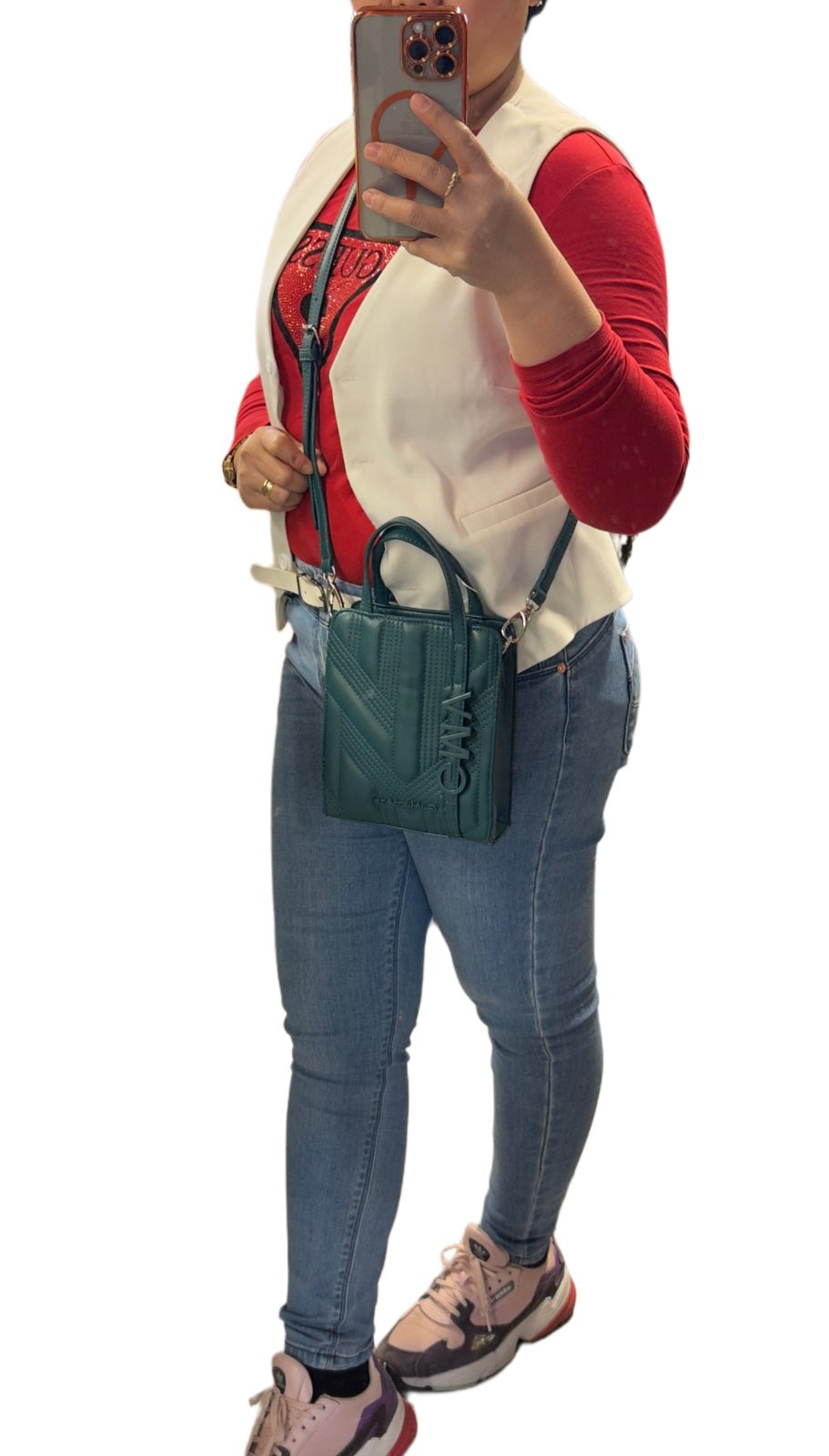 GianMarco Venturi pieni tikkattu crossbody-laukku, riikinkukonsininen - Image 5