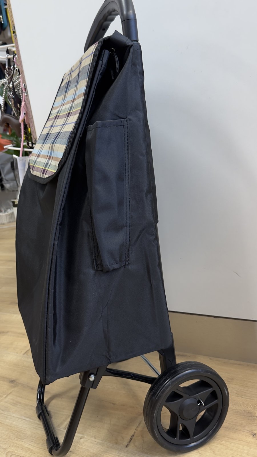 Zhopper ostoskärry säädettävä aisa 73cm, beige ruutu - Image 2