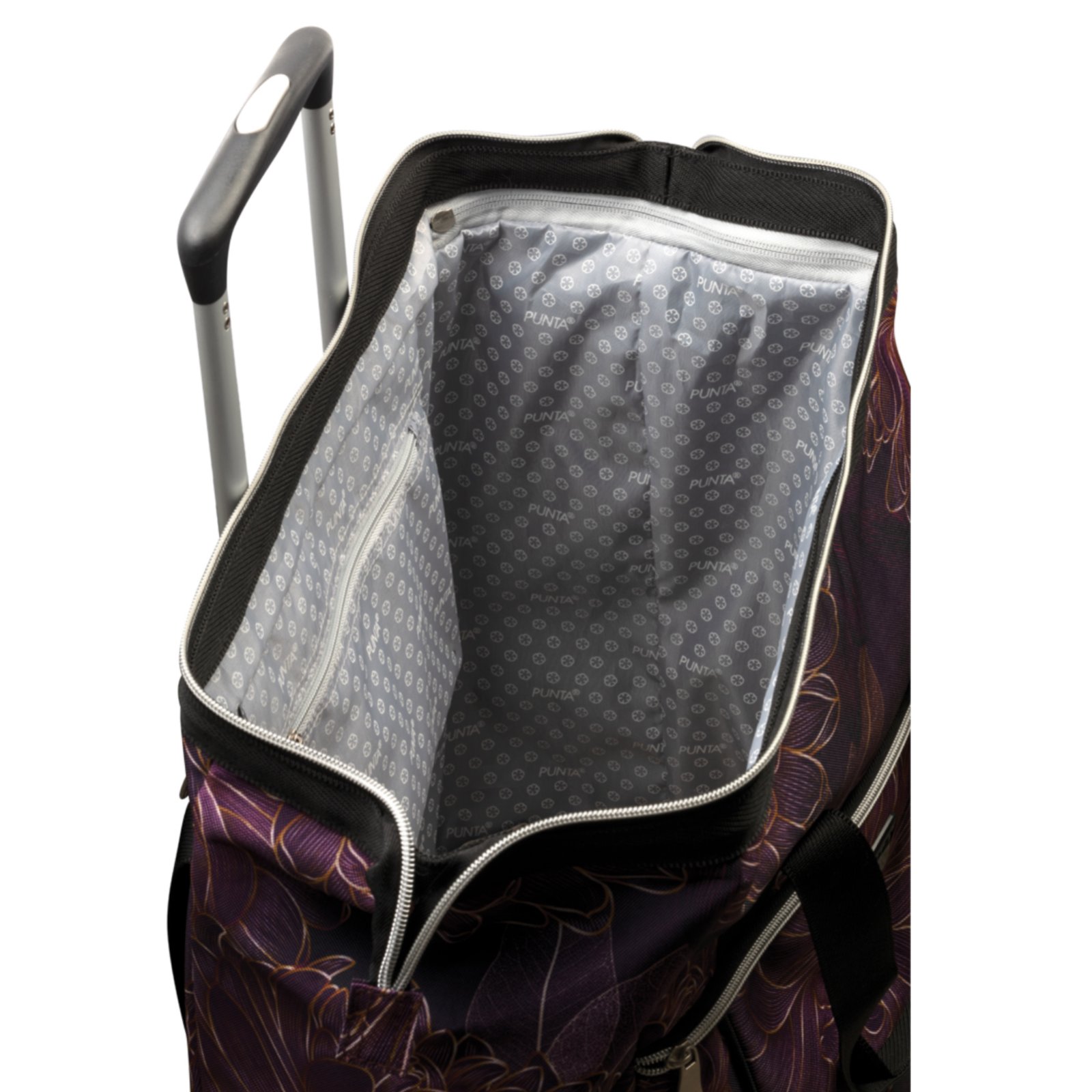 Punta Big Wheel vetolaukku 40L | violetti kukkakuvio - Image 6