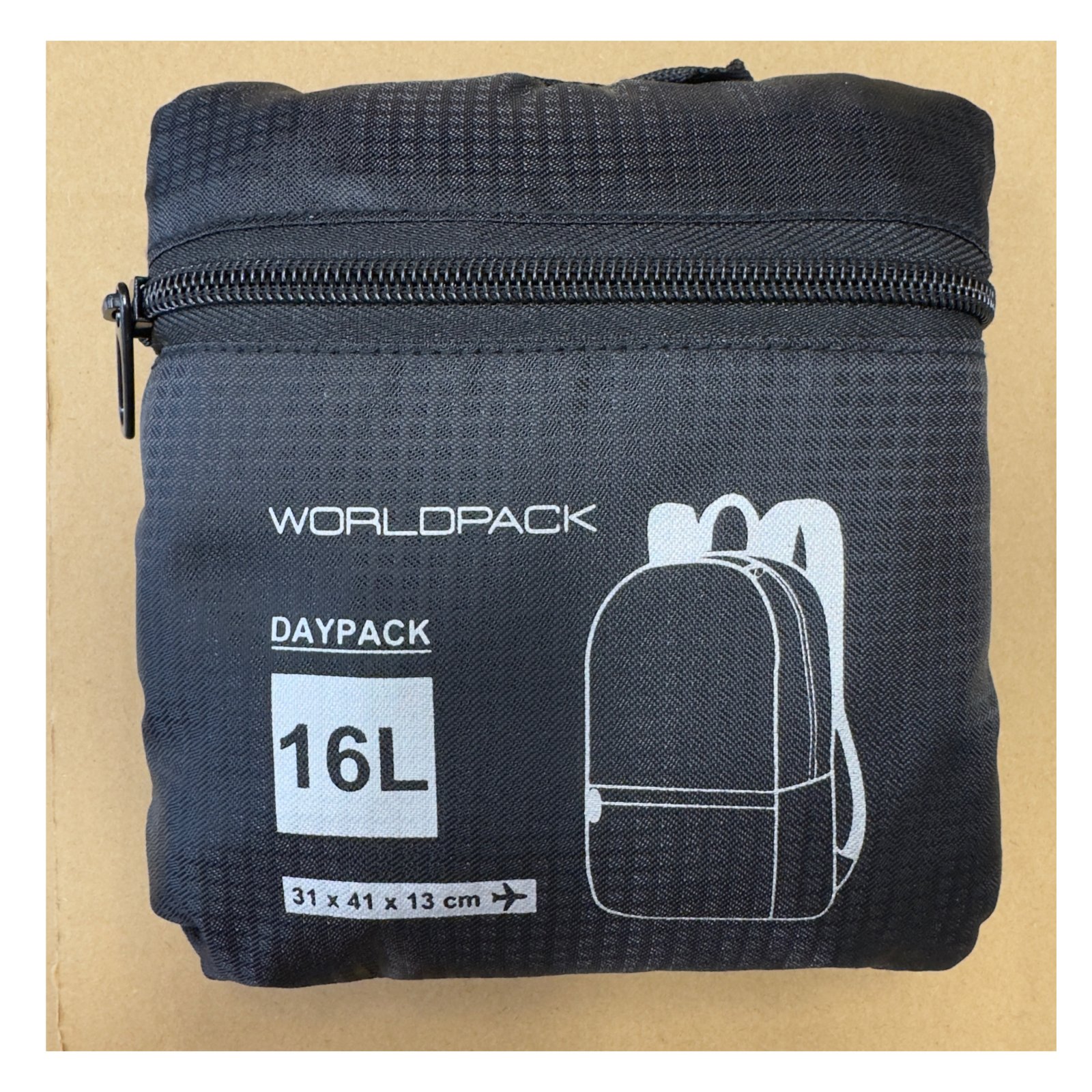 Worldpack taitettava reppu 16L, musta - Image 3