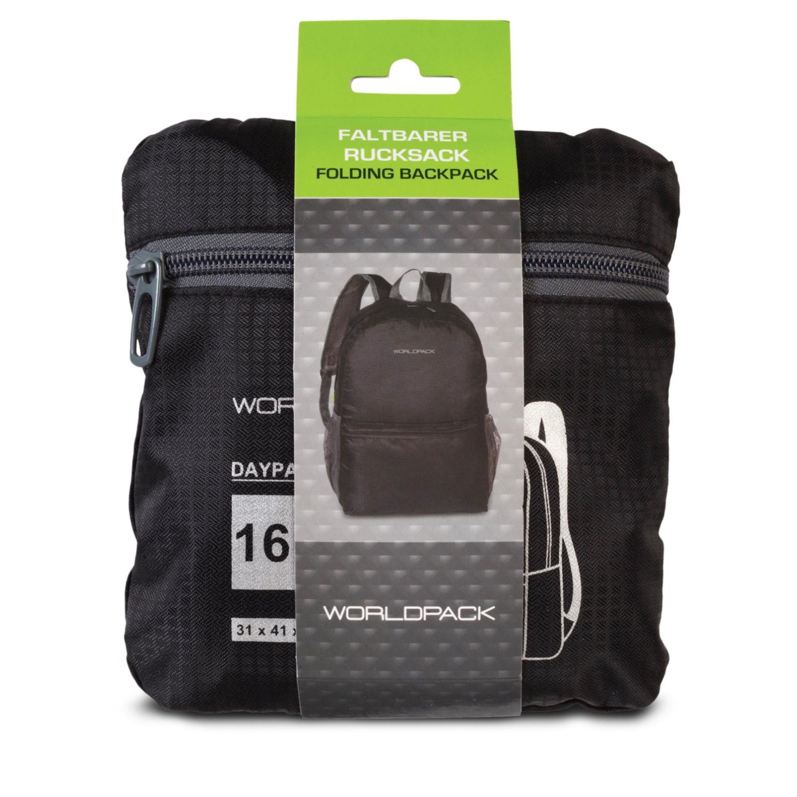 Worldpack taitettava reppu 16L, musta - Image 2